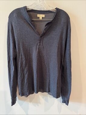 J.Crew Men's Vintage-wash 100% Cotton Henley, featured in a faded blue color